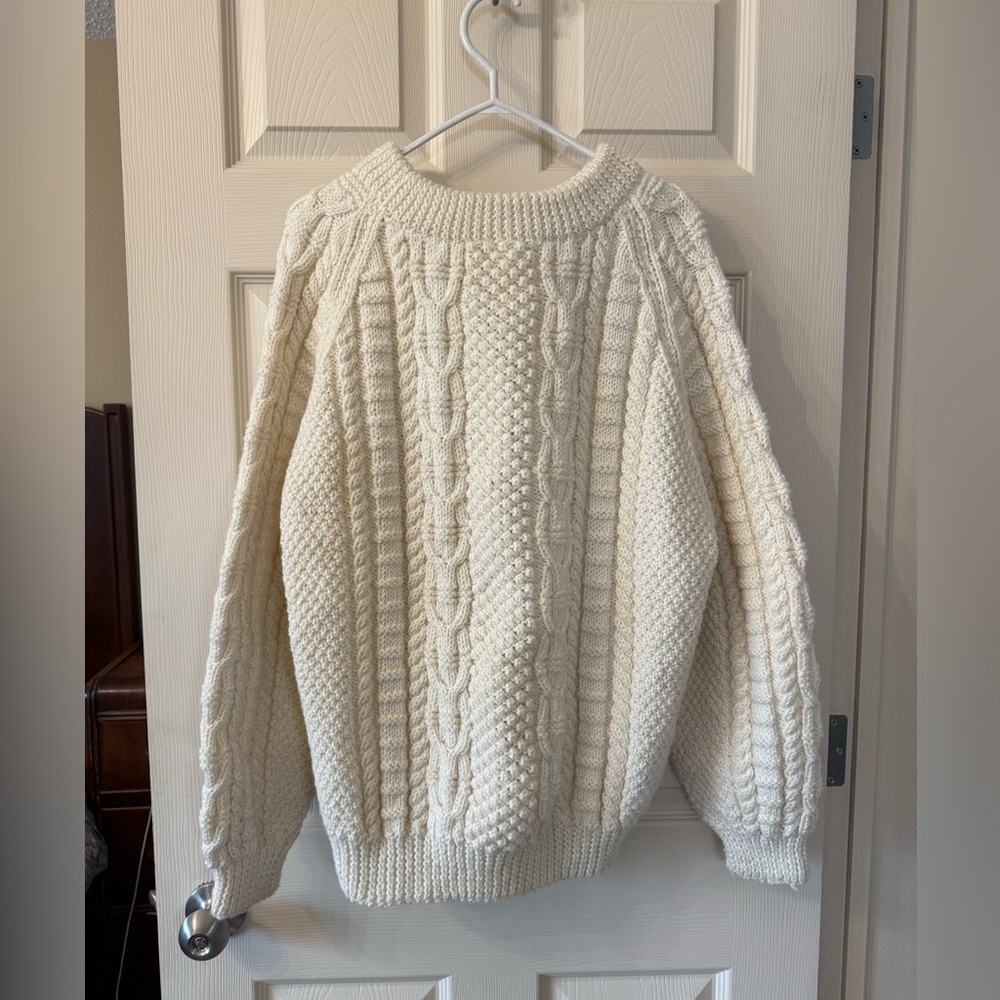 Handknit Aran Eclectic Grandpa Sweater Size M-L